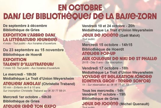 Animations bibliothèques de la Basse Zorn en octobre
